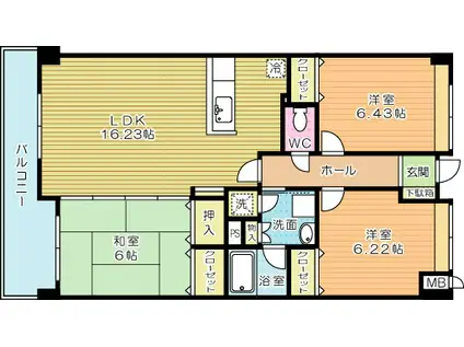 GROUNDHILLS(3LDK/7階)の間取り写真