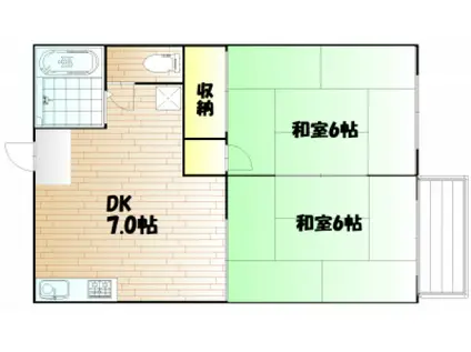レスカールハウス(2DK/2階)の間取り写真