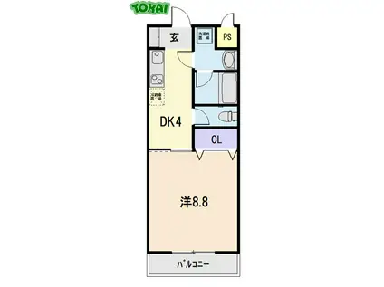 サニーホームズ末広(1DK/1階)の間取り写真