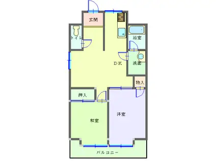 本町ハイツ(2LDK/5階)の間取り写真