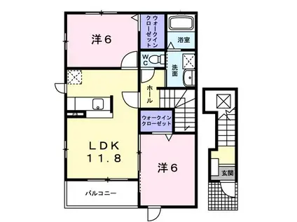 ブロードシティ D棟(2LDK/2階)の間取り写真