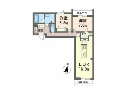 シャーメゾン春日(2LDK/2階)の間取り写真