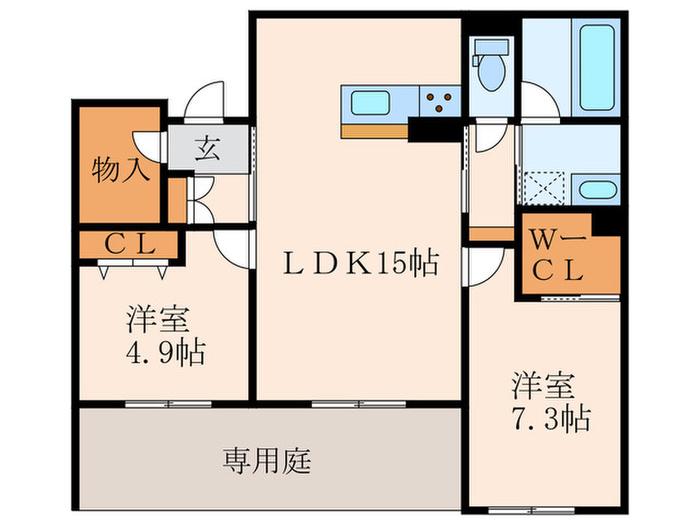 シャーメゾンシエロ(2LDK/3階)の間取り写真
