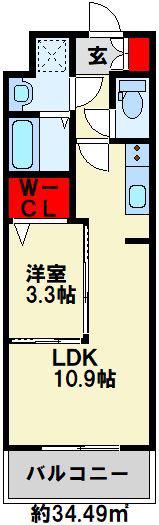 コンダクトレジデンスKONYA(1LDK/6階)の間取り写真