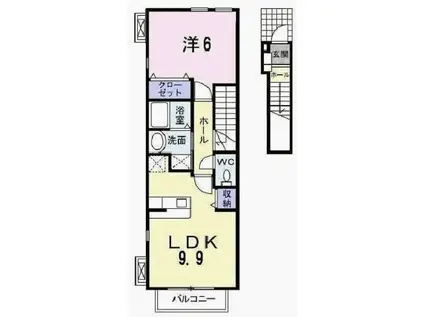 スールサントゥアーリオ(1LDK/2階)の間取り写真