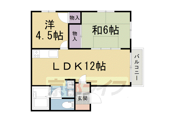 嵐山リバーサイドII(2LDK/2階)の間取り写真