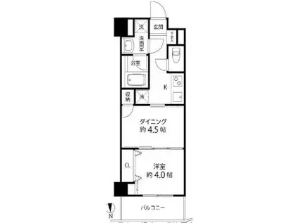 DUOSTAGE白金高輪(1DK/7階)の間取り写真
