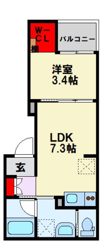 重住3丁目アパート(1LDK/2階)の間取り写真