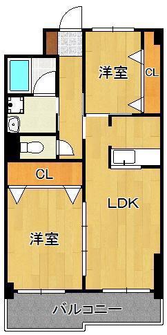 童子丸第10晴和ビル(2LDK/2階)の間取り写真