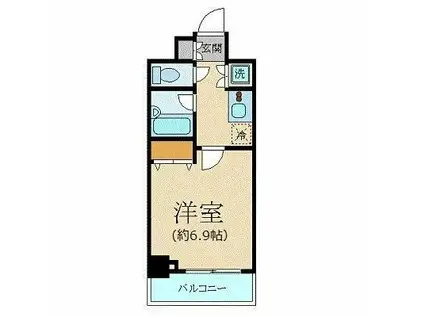 パレステュディオ新宿都庁前(1K/6階)の間取り写真