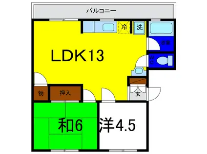 グランヴェール名東(2LDK/1階)の間取り写真