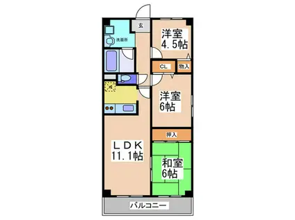 フレーシア布施(3LDK/3階)の間取り写真