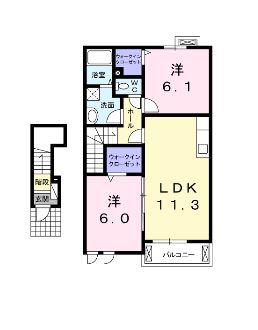 アルモニー和気(2LDK/2階)の間取り写真