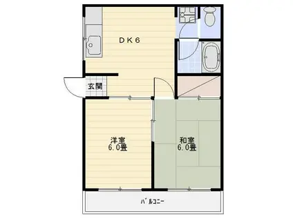 コンティニューII(2DK/2階)の間取り写真