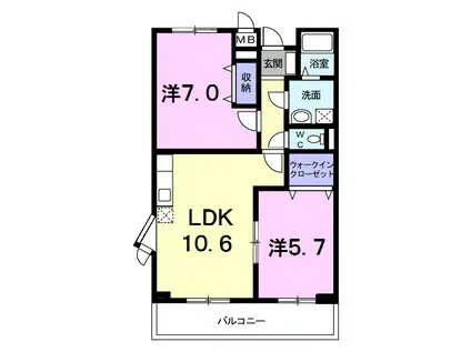 ハイム牛川通(2LDK/3階)の間取り写真
