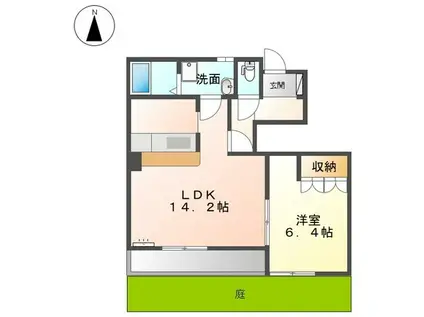 スウィートミント(1LDK/1階)の間取り写真