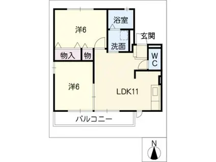 シャングリラ大針A(2LDK/1階)の間取り写真