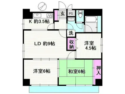 ライオンズマンション小石川第2(3LDK/6階)の間取り写真