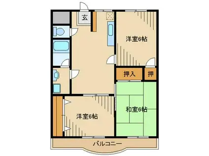 プレイリーハイムⅡ(3DK/2階)の間取り写真