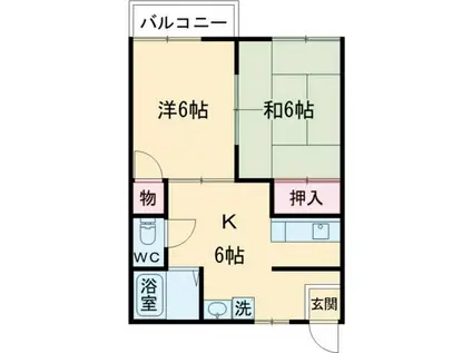 御殿山コーポ(2DK/2階)の間取り写真