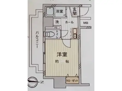ディナスティー清水谷II(1K/8階)の間取り写真