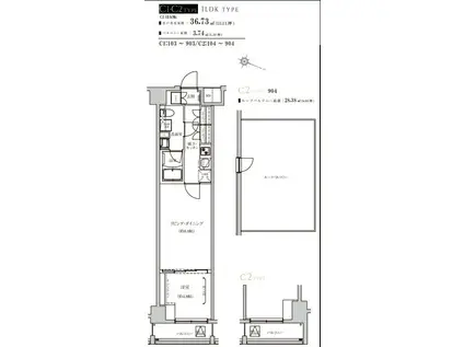 WEAVE BASE -ITABASHI HONCHO 板橋本町(2K/8階)の間取り写真