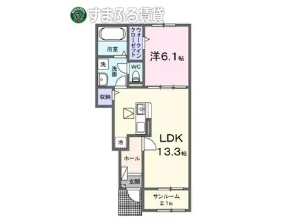 エル豊岡 II(1LDK/1階)の間取り写真