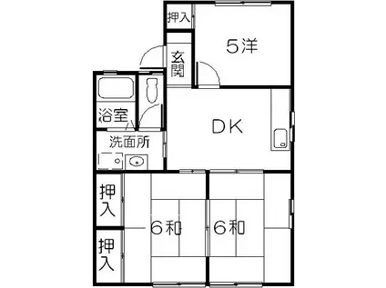 パークハイツミッキーB棟(3DK/1階)の間取り写真