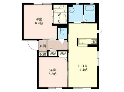 レジデンス・M (2LDK/1階)の間取り写真