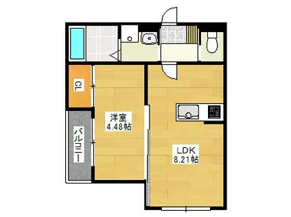 BRAVEBASE桜台(1LDK/2階)の間取り写真