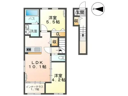 白河中野山アパート(1LDK/1階)の間取り写真