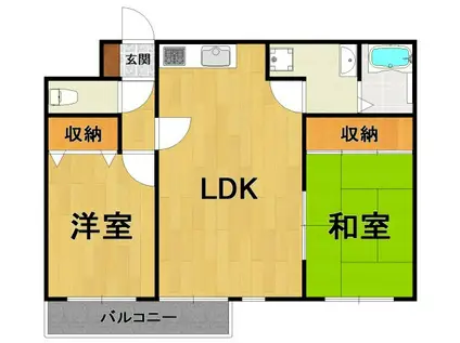 シェルプール参番館(2LDK/3階)の間取り写真