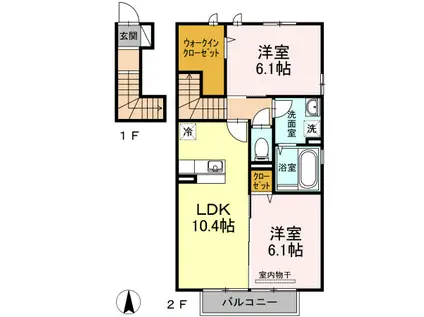 チェリーブロッソム C棟/D棟 C棟(2LDK/2階)の間取り写真