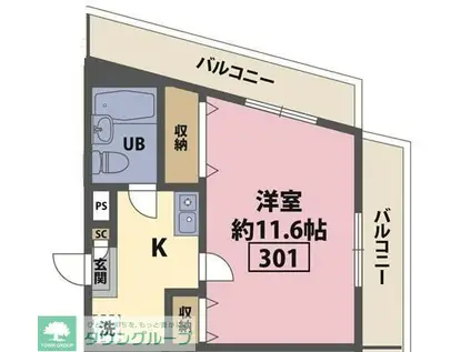 ステラ港南中央(1K/3階)の間取り写真