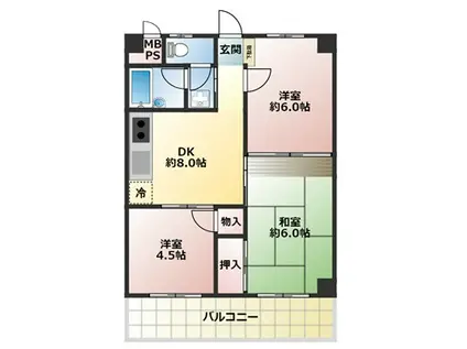 三栄マンション大森第二(3DK/4階)の間取り写真