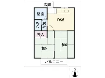 メープル宝江(2DK/1階)の間取り写真
