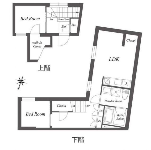 PASEO SANGENJAYA イースト ウエスト(2LDK/B1階)の間取り写真
