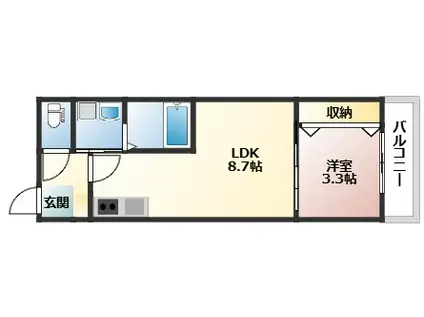LIEN草津浜町(1LDK/1階)の間取り写真