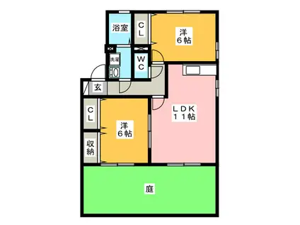クレストZ(2LDK/1階)の間取り写真