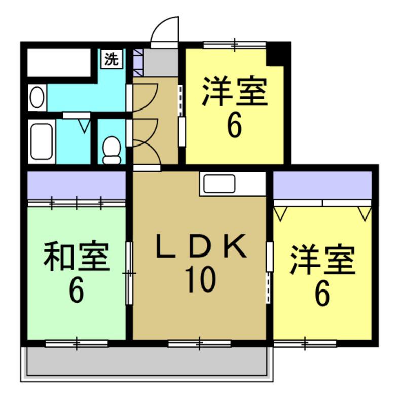 神野ビル(3LDK/2階)の間取り写真