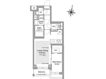 コンフォリア・リヴ東中野(1LDK/2階)の間取り写真