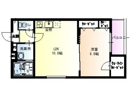 フジパレス諏訪ノ森VI番館(1LDK/1階)の間取り写真