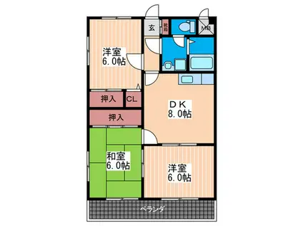 矢野第7森本ビル(3LDK/3階)の間取り写真