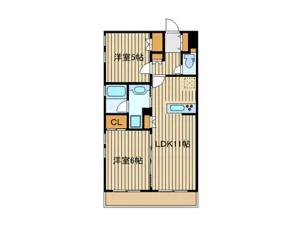 ポーラ・ディネーロ(2LDK/1階)の間取り写真