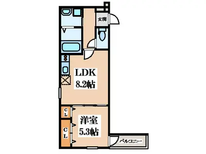 フジパレス花園中央公園南II番館(1LDK/1階)の間取り写真