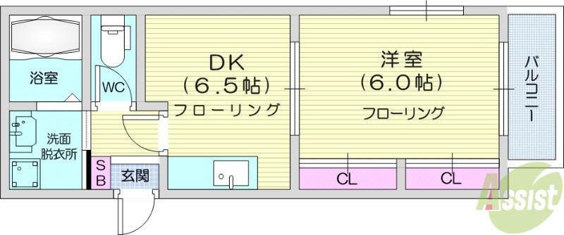510-BOCO(1DK/1階)の間取り写真