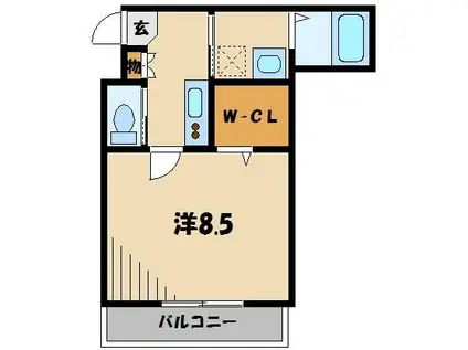 ターナ・クレア(1K/2階)の間取り写真