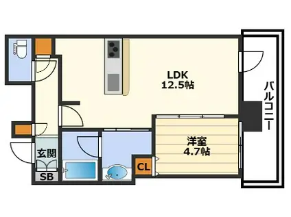 ザ・パークハウス中之島タワー(1LDK/7階)の間取り写真