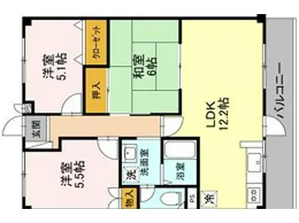 ディアコート21(3LDK/3階)の間取り写真