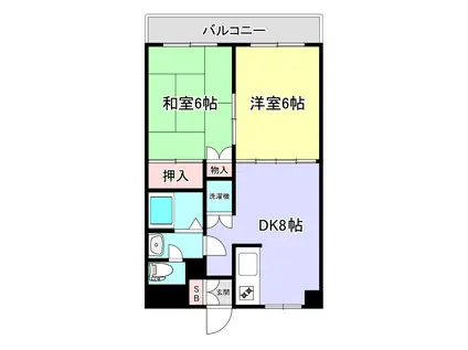 小島マンション第1(2DK/4階)の間取り写真